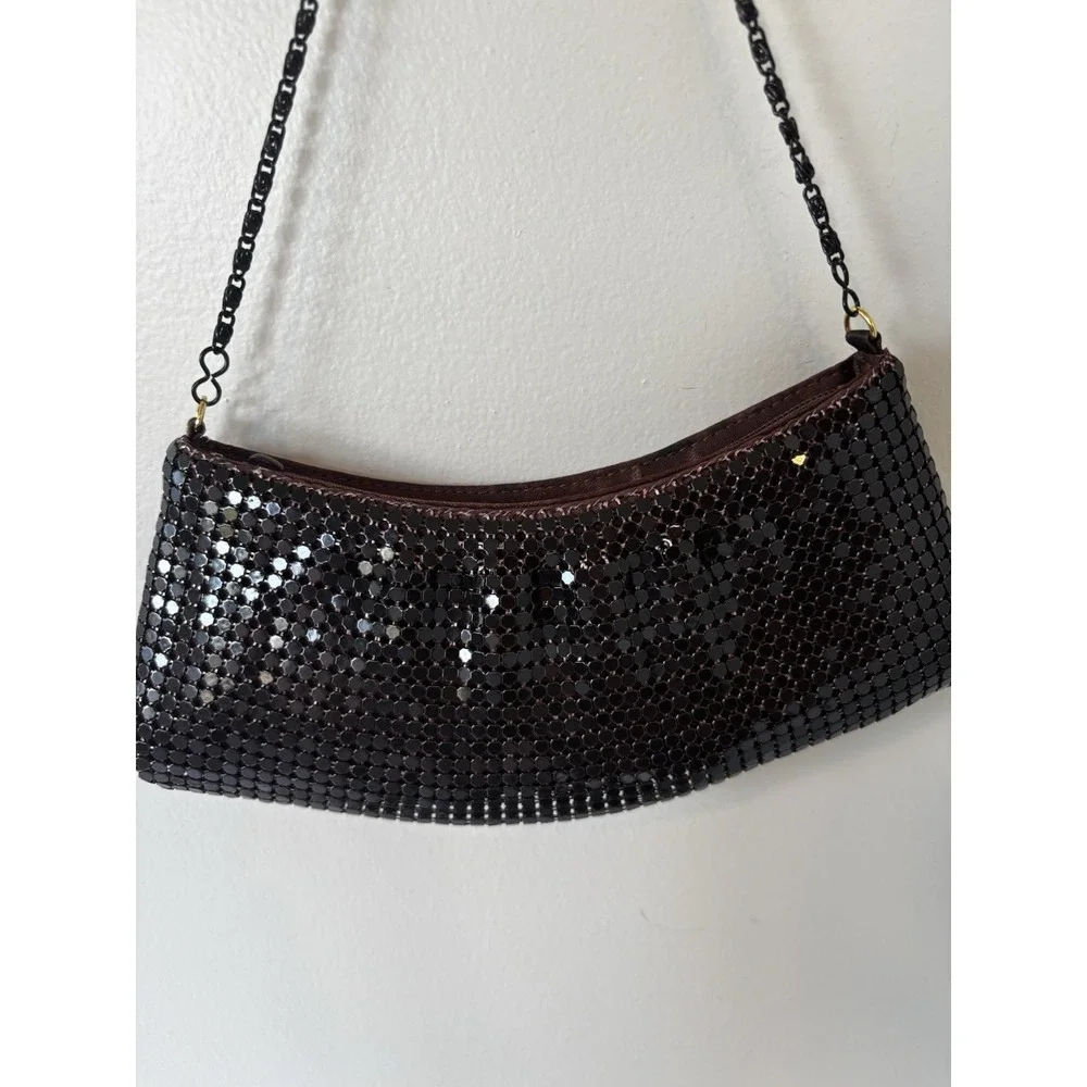 Vintage-style Clutch Mini Shoulder Bag Metallic Chainmail Mesh Y2K Copper Brown